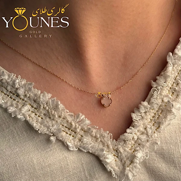 گردنبند طلا ونکلیف سنگ یاسی